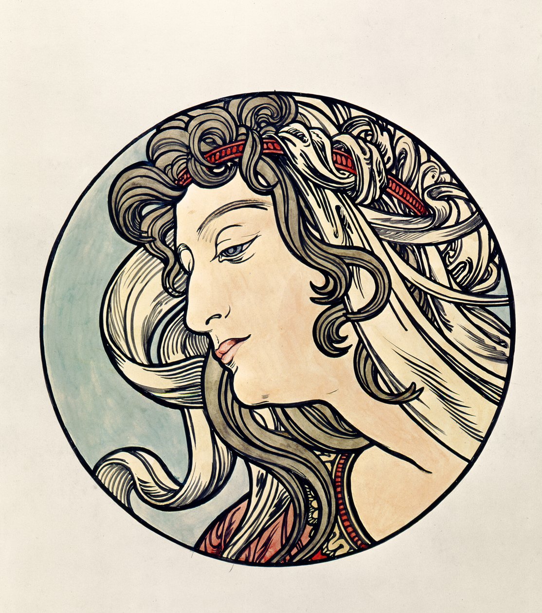 Bir Kadının Başı by Alphonse Mucha