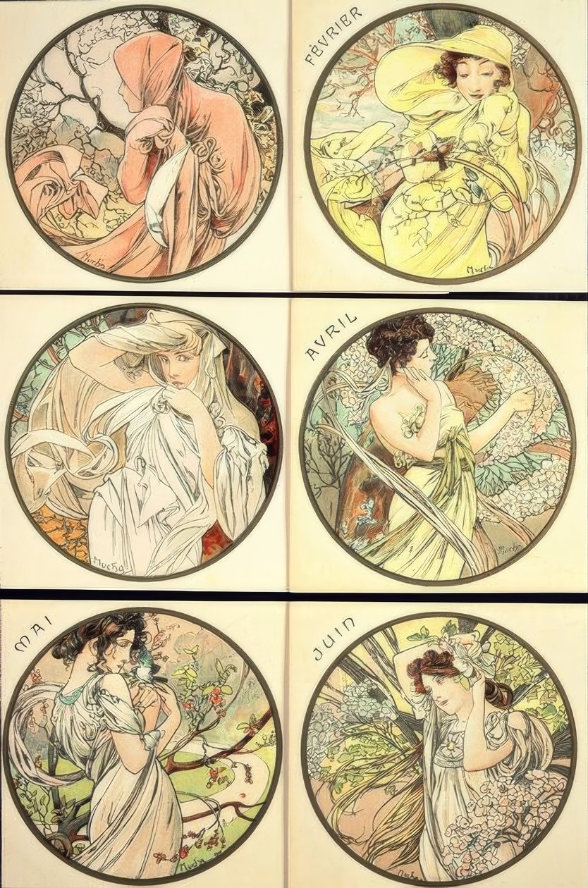 Ocak Şubat Mart Nisan Mayıs Haziran by Alphonse Mucha