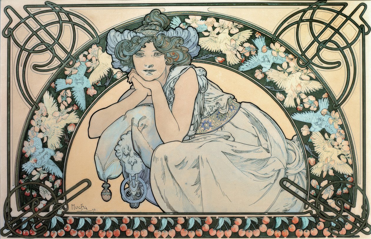 Kirschblute by Alphonse Mucha