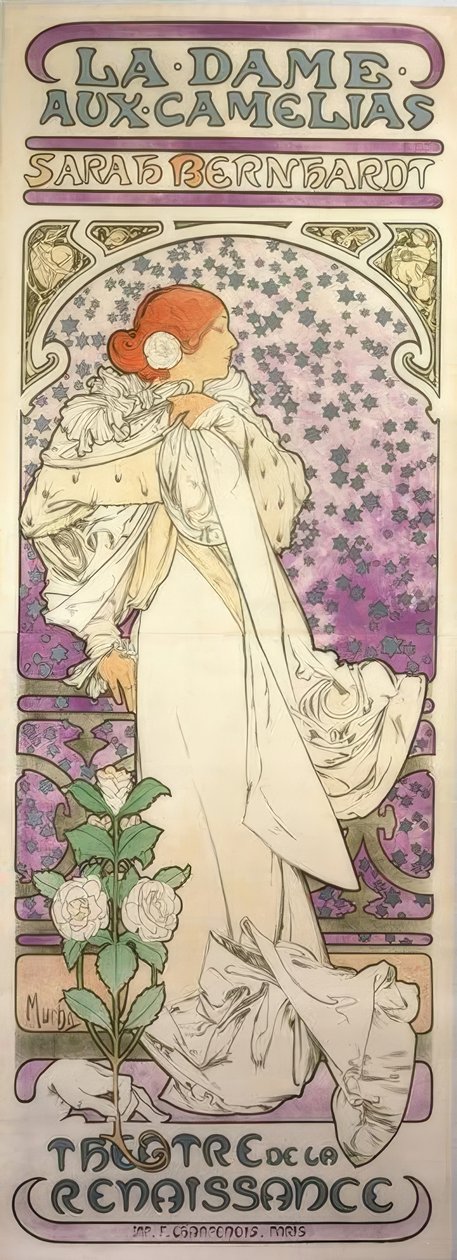 La Dame aux Camelias / Rönesans Tiyatrosu by Alphonse Mucha
