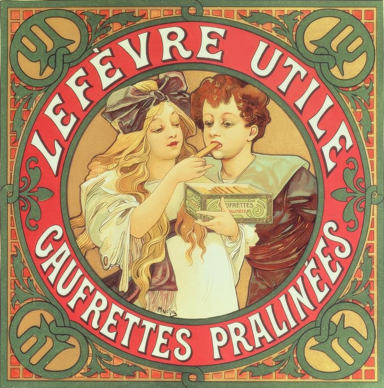 Lefèvre-Utile / Pralin gofretler by Alphonse Mucha