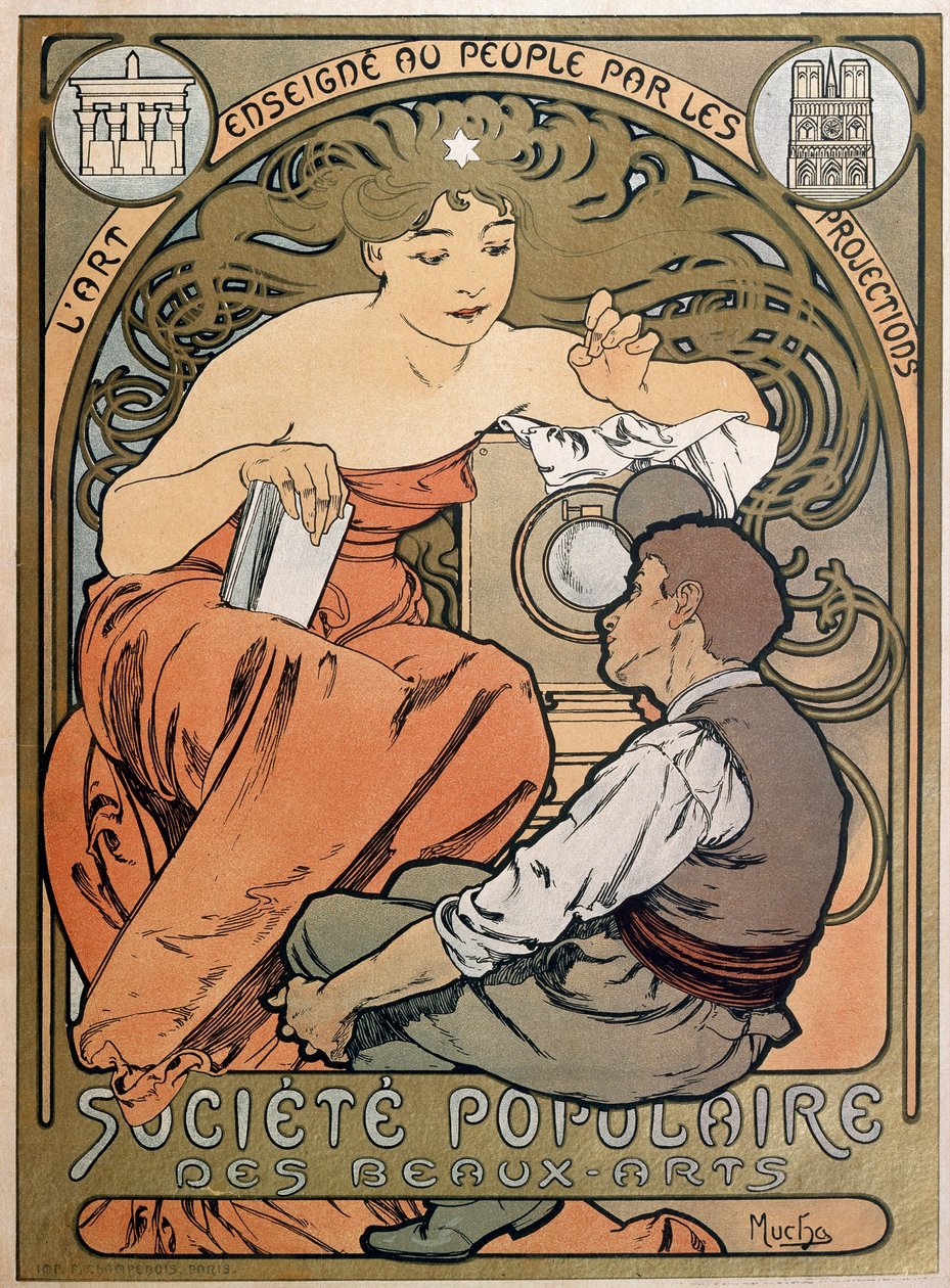 Popüler Güzel Sanatlar Cemiyeti afişi, 1897. by Alphonse Mucha