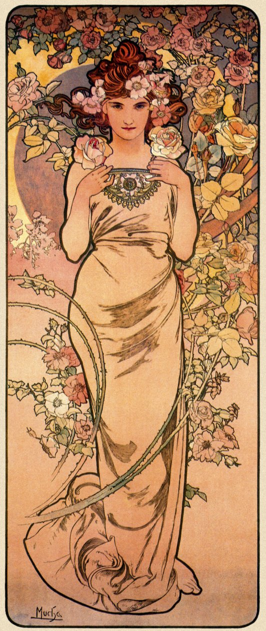 Gül, Dört Çiçek dizisinden, 1897 by Alphonse Mucha