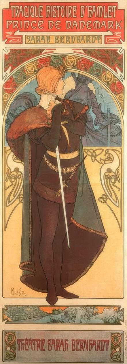 Sarah Bernhardt ve Hamlet by Alphonse Mucha
