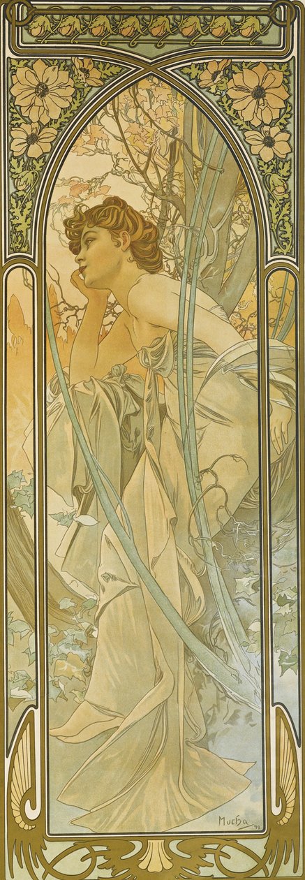 Günün Saatleri: Akşam rüyası by Alphonse Mucha