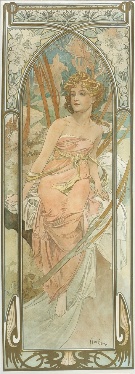 Günün Saatleri: Sabah Uyanışı by Alphonse Mucha
