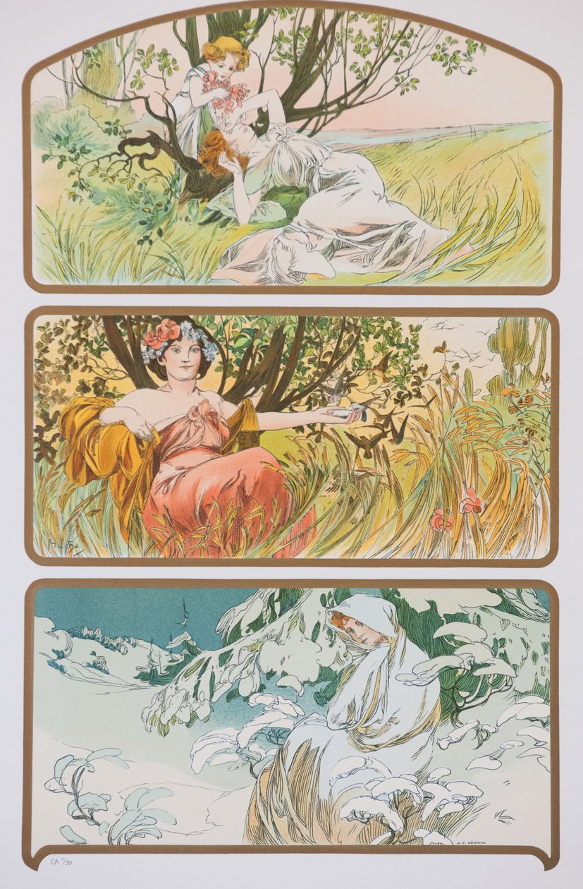 Üç Mevsim, c. 1898. by Alphonse Mucha