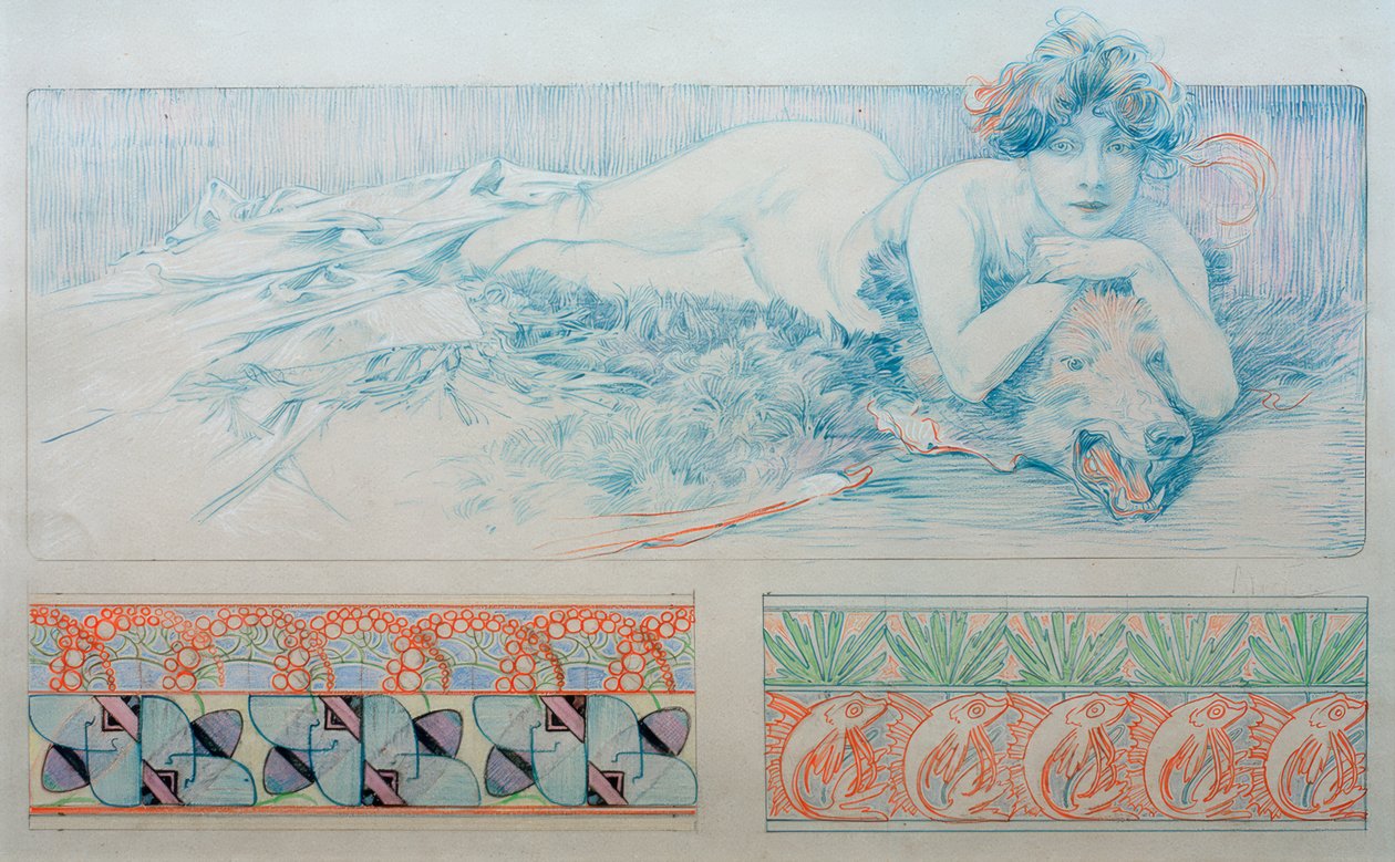Tablo 4 için ön çizim by Alphonse Mucha