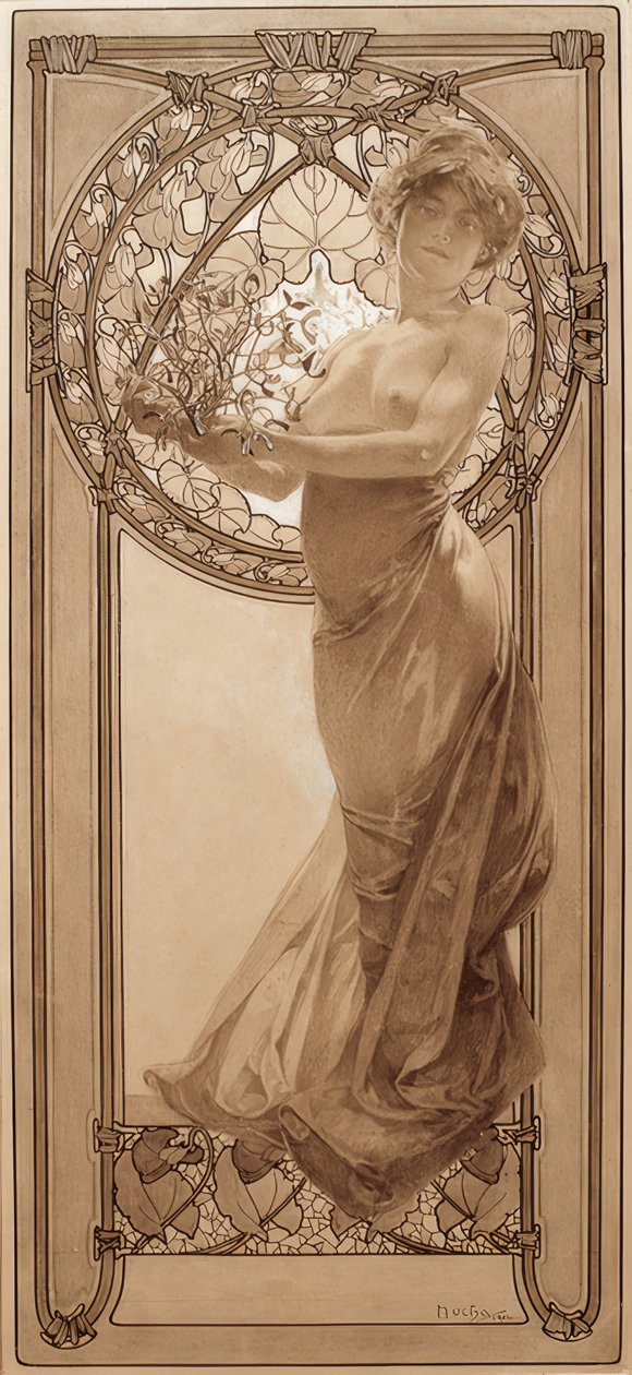 Tablo 8 için ön çizim by Alphonse Mucha