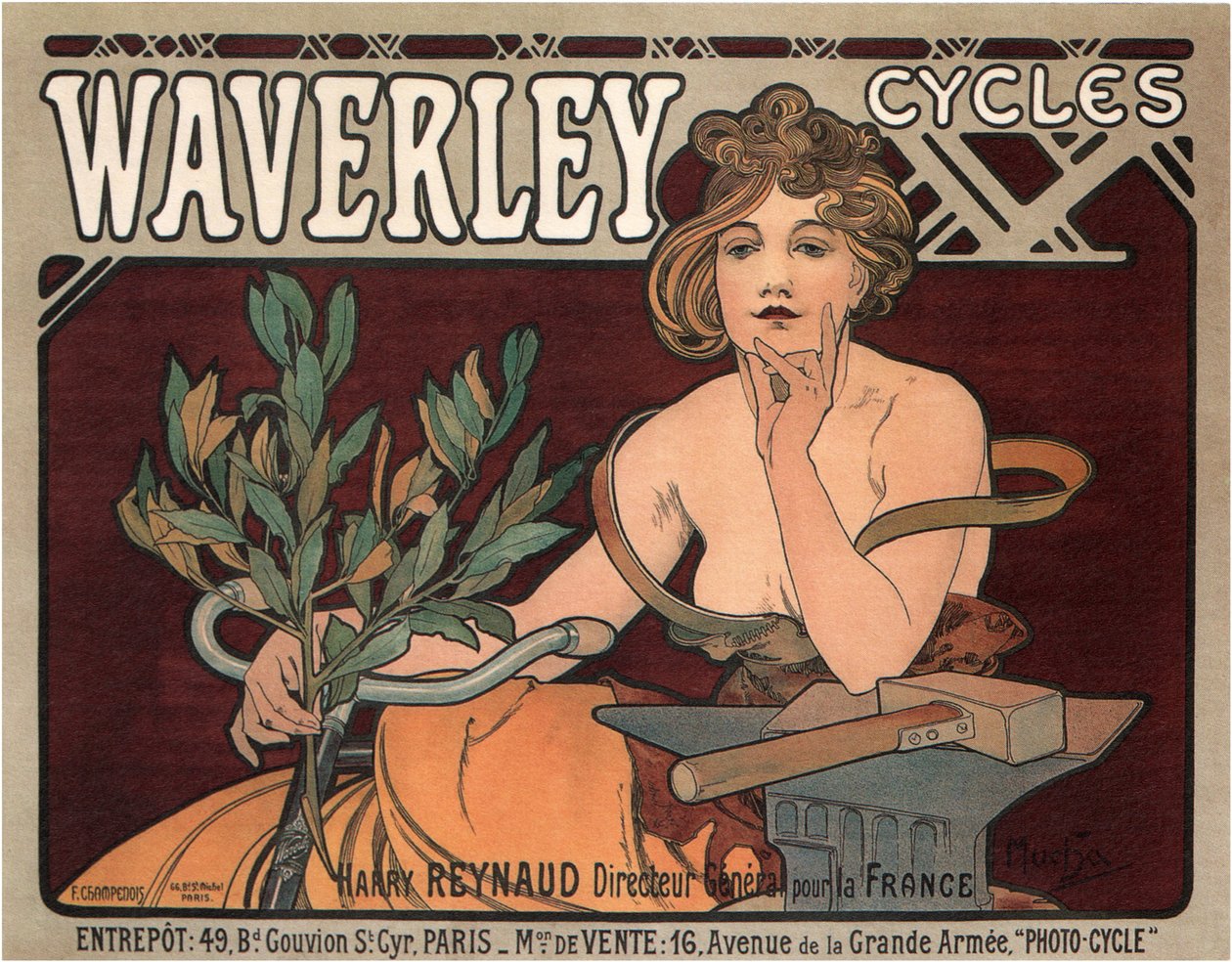 Waverley Döngüleri, 1896 by Alphonse Mucha