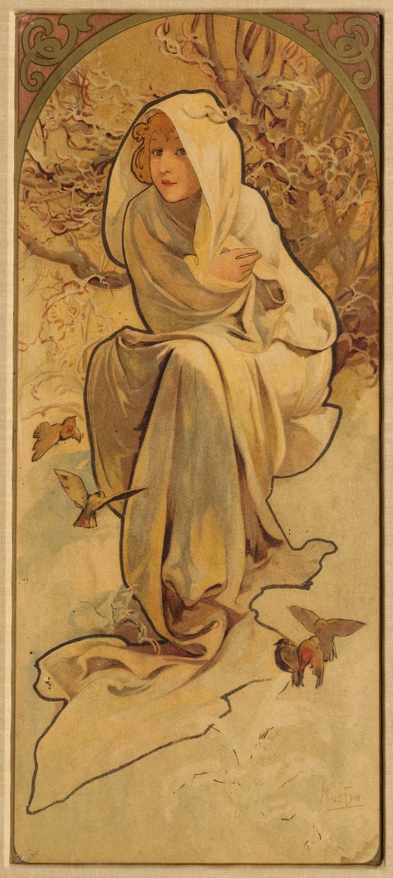 Les Saisons Serisinden Kış, c. 1900. by Alphonse Mucha