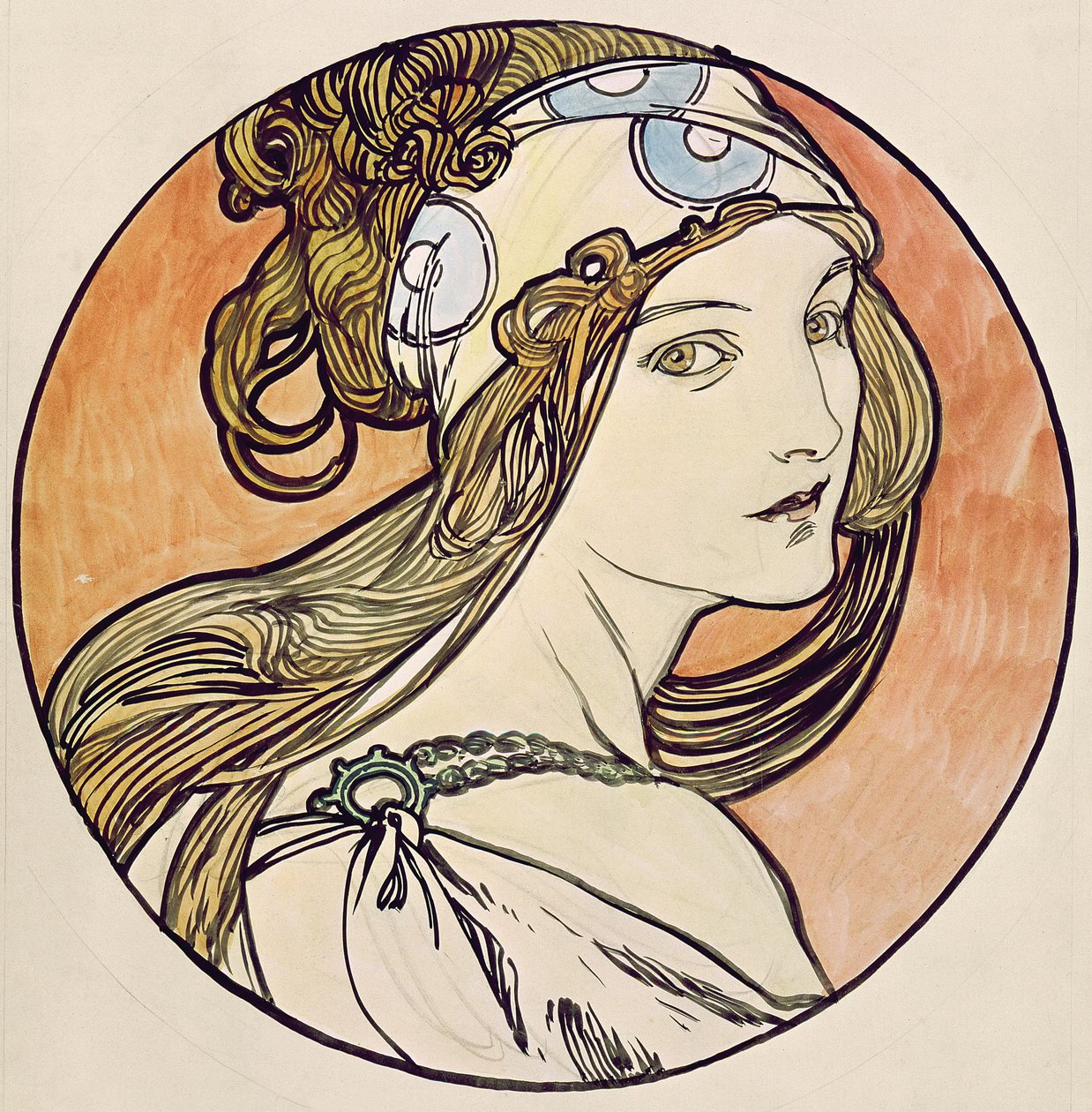 Başörtülü kadın by Alphonse Mucha