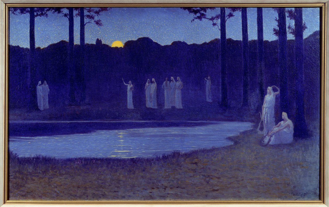Sembolizm: “” Chants de nuit”” Alphonse Osbert (1857-1939) tarafından tablo 1896 Güneş. 0,77x1,24 m Paris, Orsay Müzesi by Alphonse Osbert
