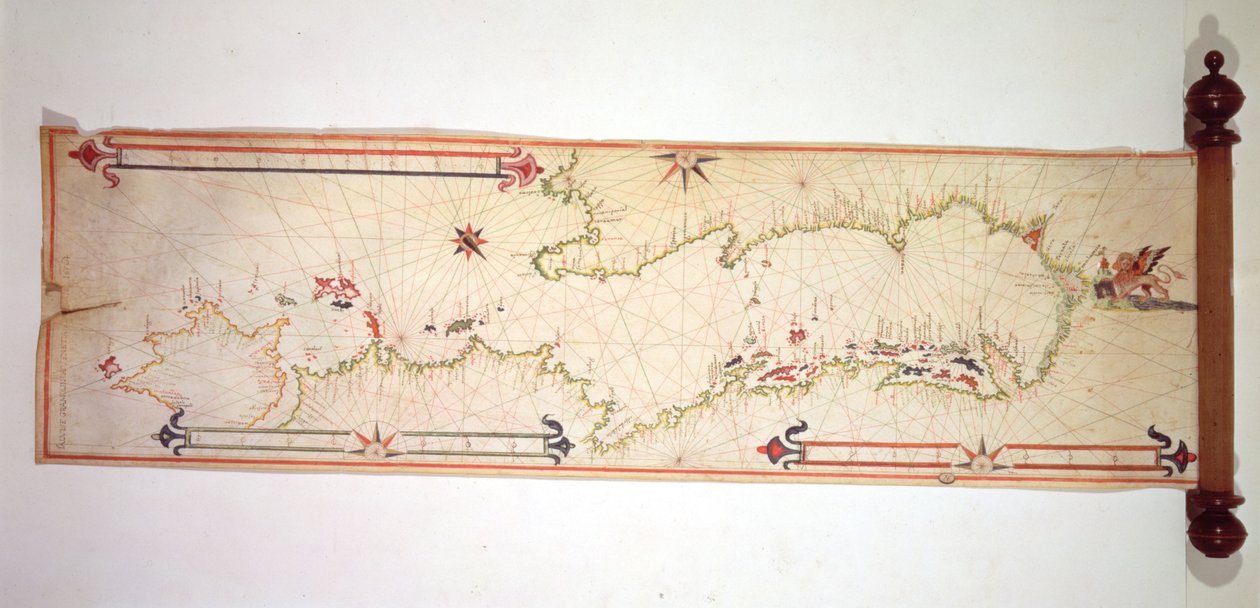 Adriyatik Minyatür Deniz Haritası, 1624 (parşömen) by Alvise Gramolin
