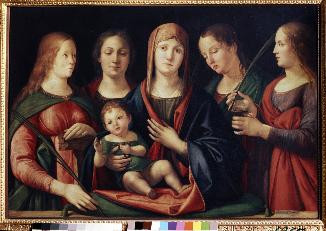 Marie Madeleine Sainte Catherine ile Bakire ve Çocuk ve iki aziz (Madonna ve Mary Magdalen ile Çocuk, Saint Catherine ve iki aziz). Alvise Vivarini