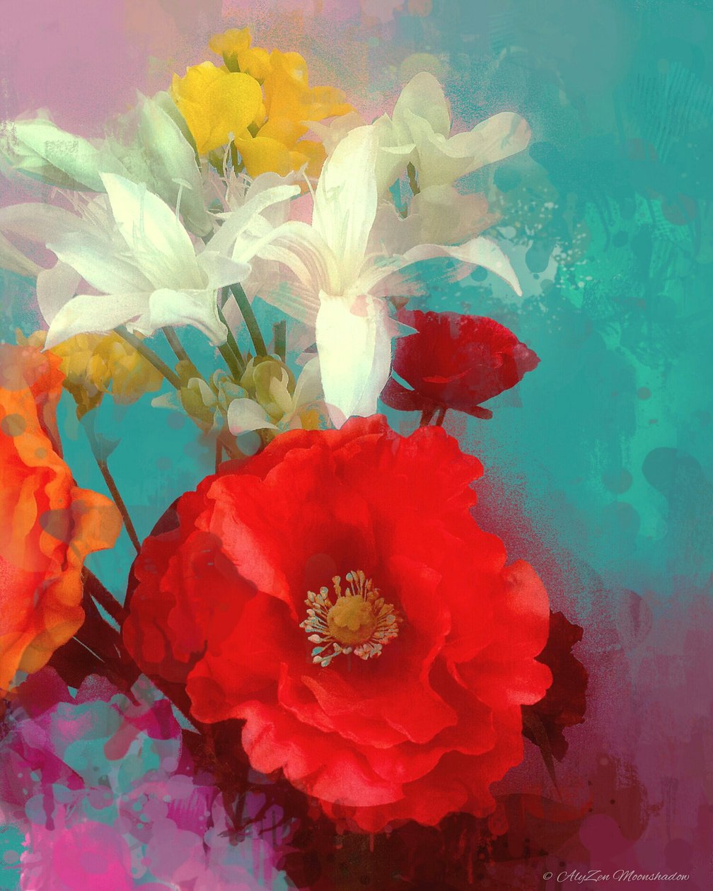 Poppy ve Arkadaşları, 2014, (dijital karma medya fonografisi) by AlyZen Moonshadow