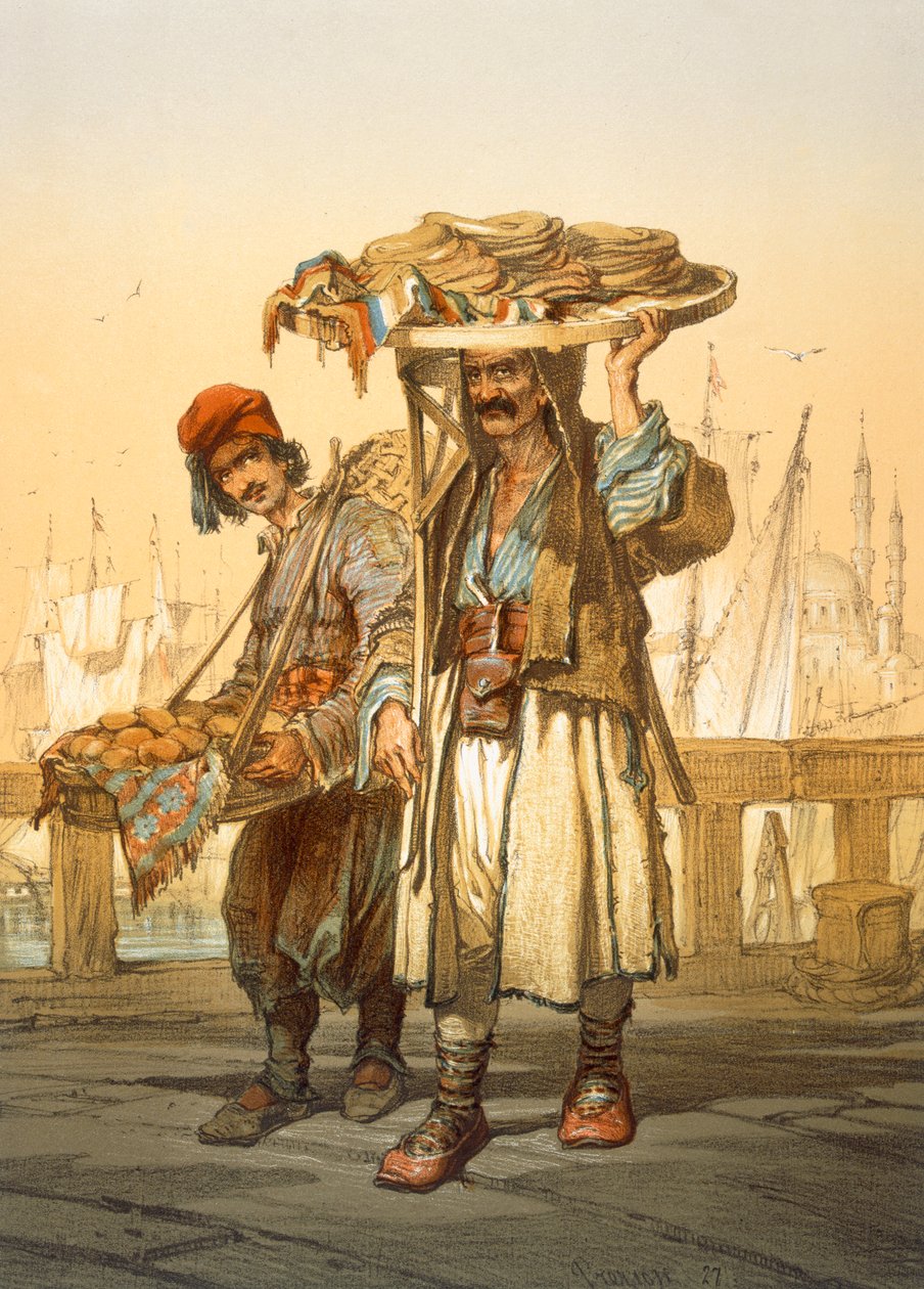 Rıhtımdaki Ekmek Satıcıları, 1865 by Amadeo Preziosi