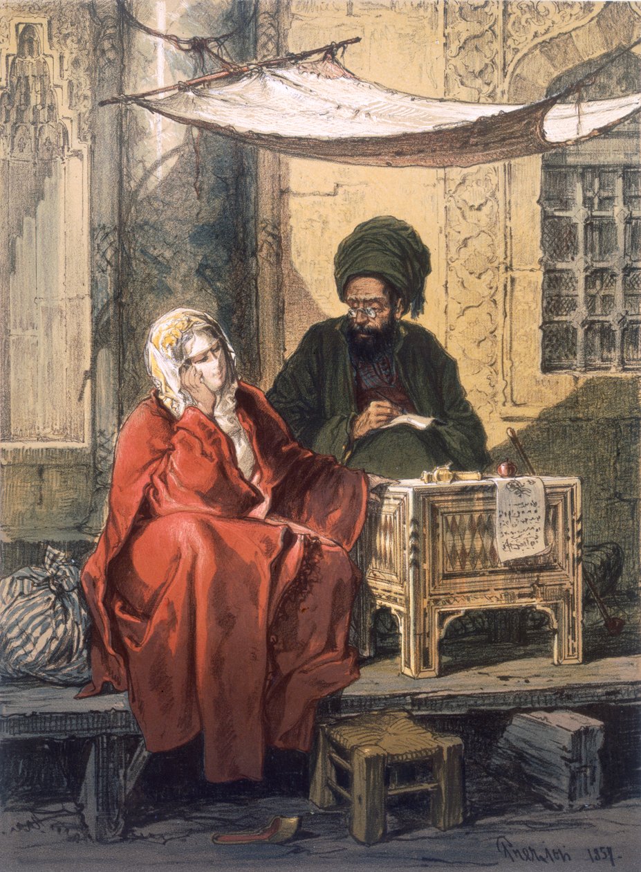 Mektup Yazma, 1858 by Amadeo Preziosi