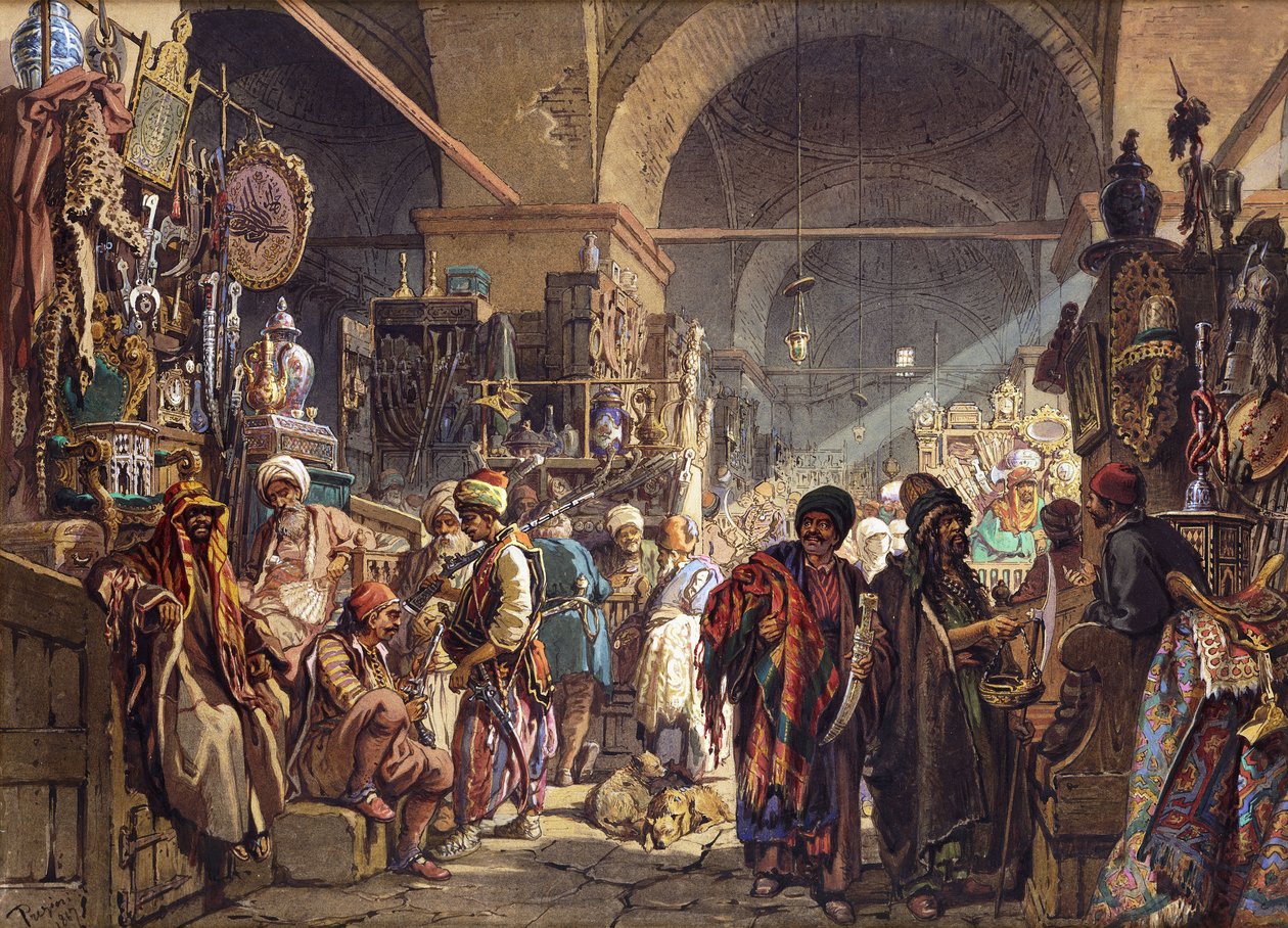 Bir Türk Çarşısı, 1867 by Amadeo Preziosi