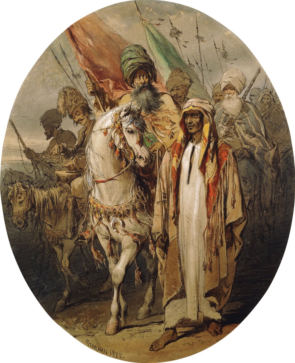 İlerleyen Arap Savaşçıları, 1855 by Amadeo Preziosi