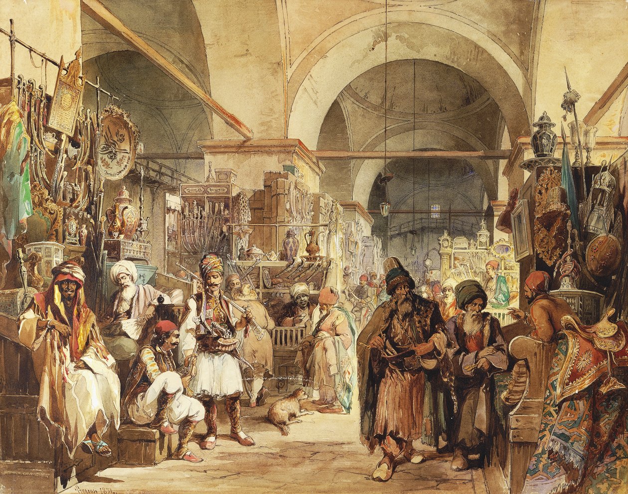Çarşıda, 1854 by Amadeo Preziosi