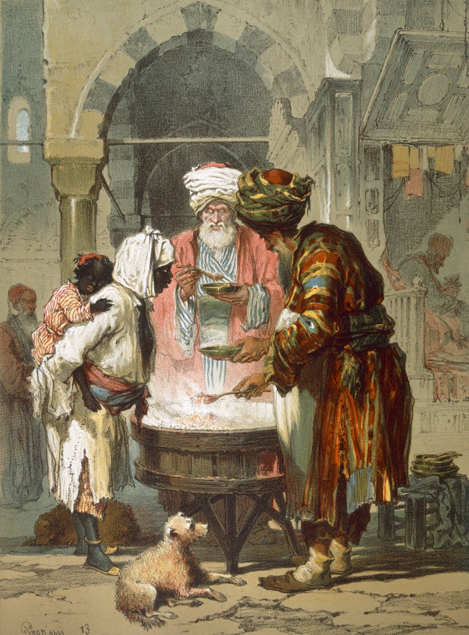 Kadın bir sokak çeşmesi Sebil, meyhane. 1865. by Amadeo Preziosi