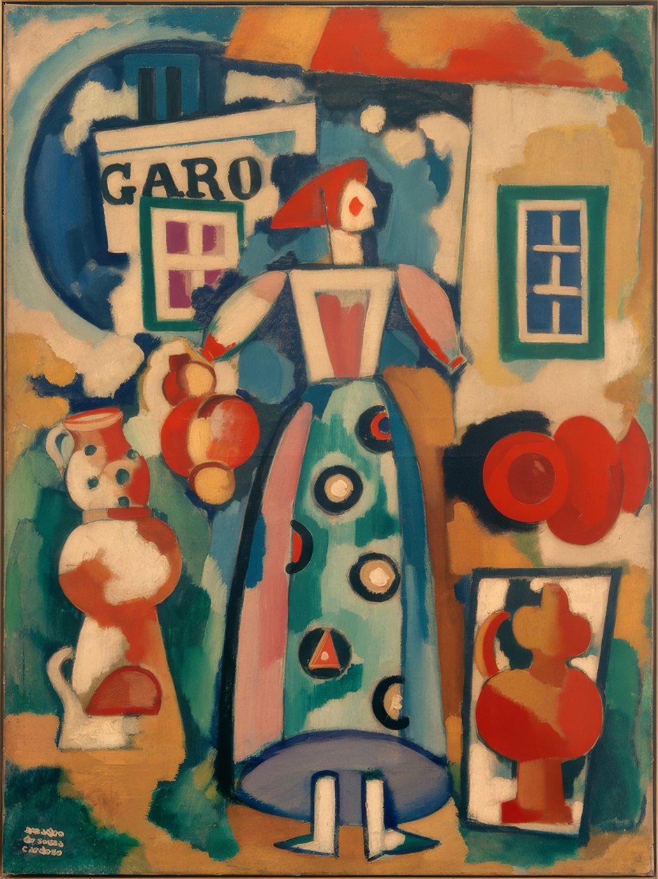 Halk şarkısı - Rus kadını ve Figaro by Amadeo de Souza Cardoso