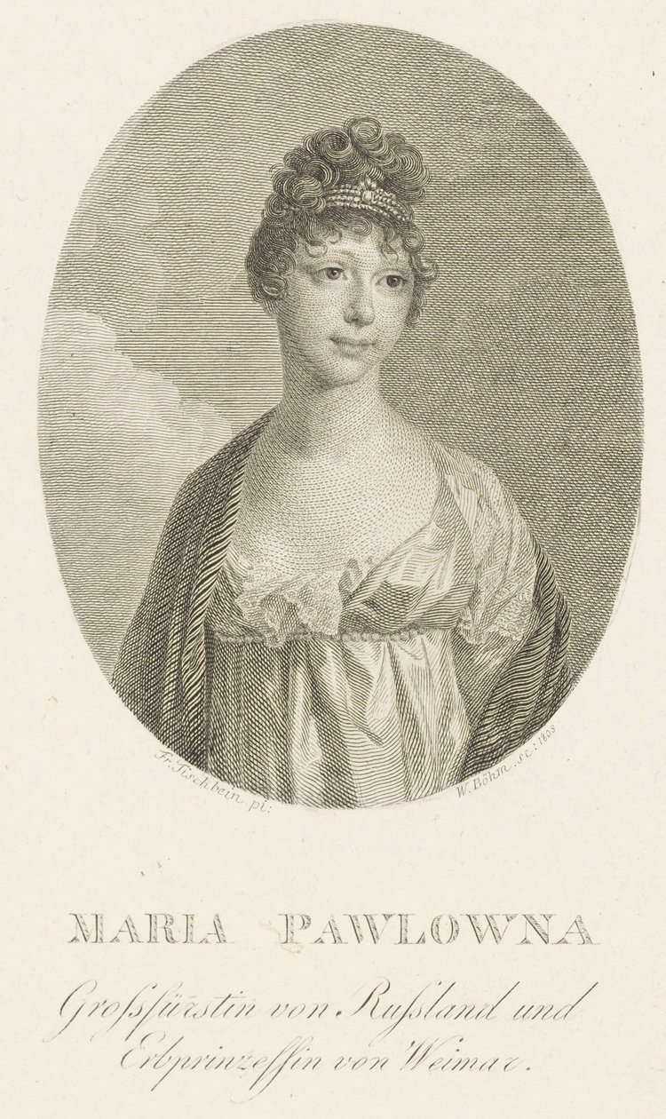 Rusya Büyük Düşesi Maria Pavlovna 1786-1859, Saxe-Weimar-Eisenach Büyük Düşesi, 1808. by Amadeus Wenzel Boehm
