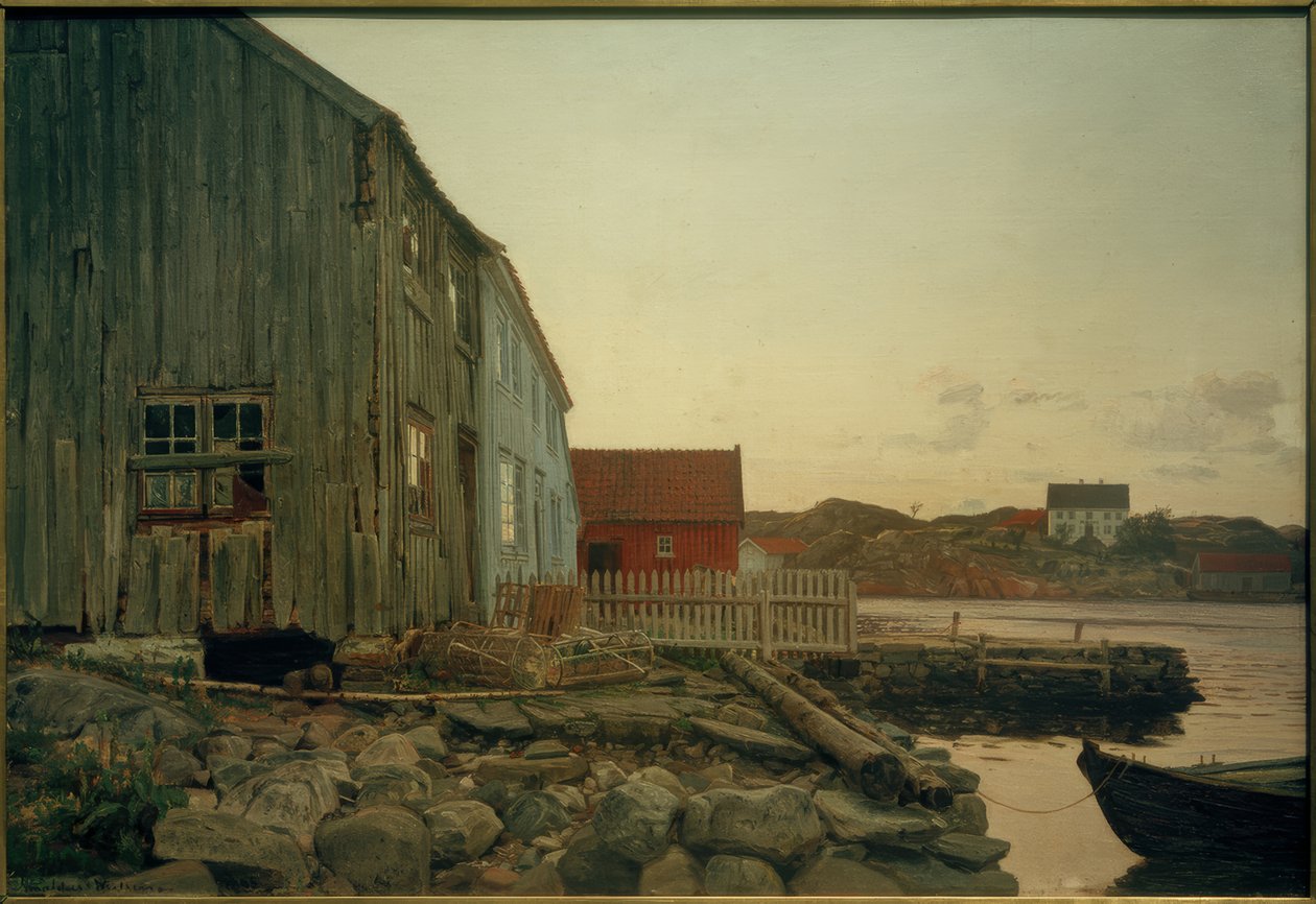 Bir balıkçı kulübesi, Eski Hellesund by Amaldus Nielsen