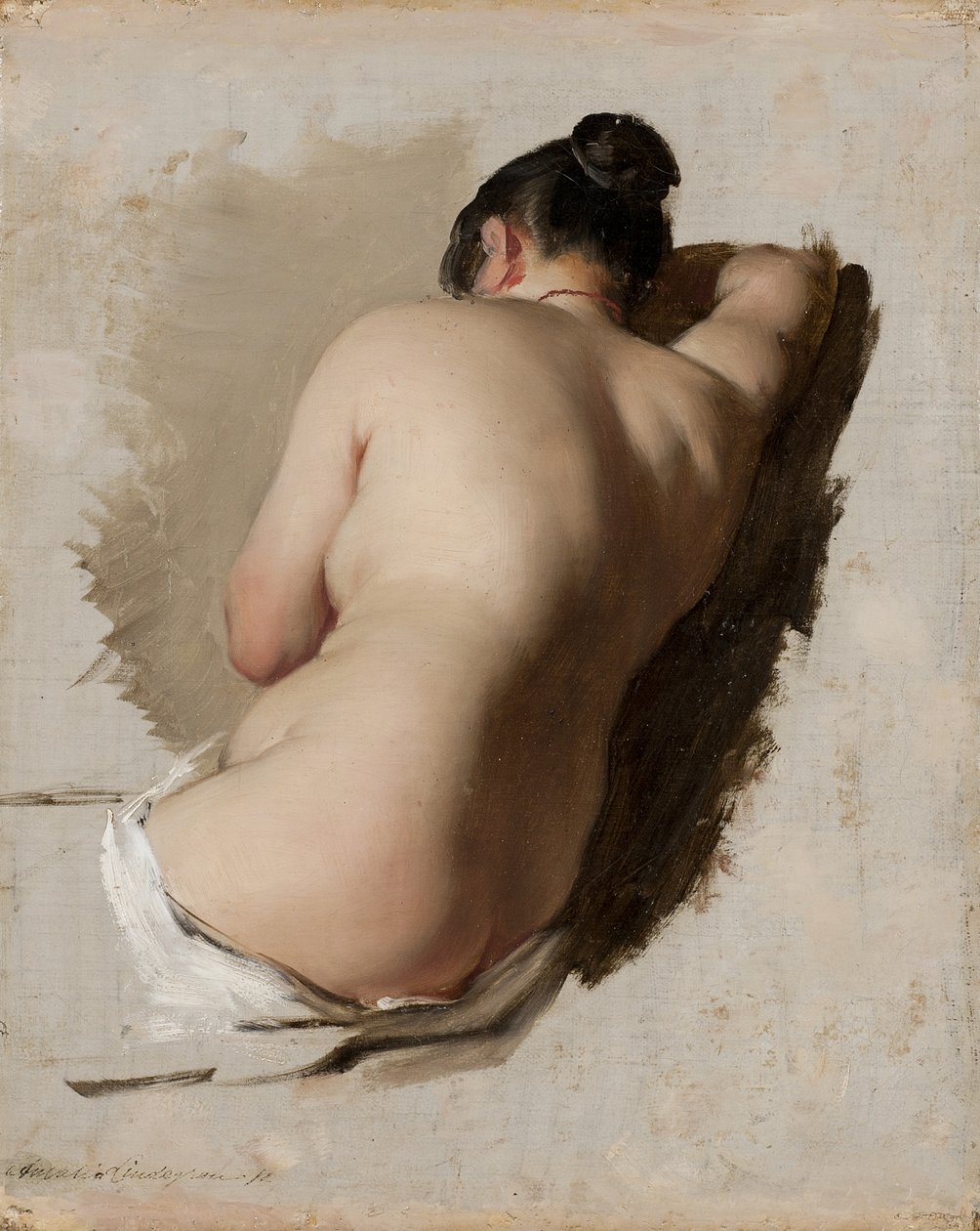 Bir Nü Çalışması, c.1850 (tuval üzerine yağlı boya) by Amalia Lindegren