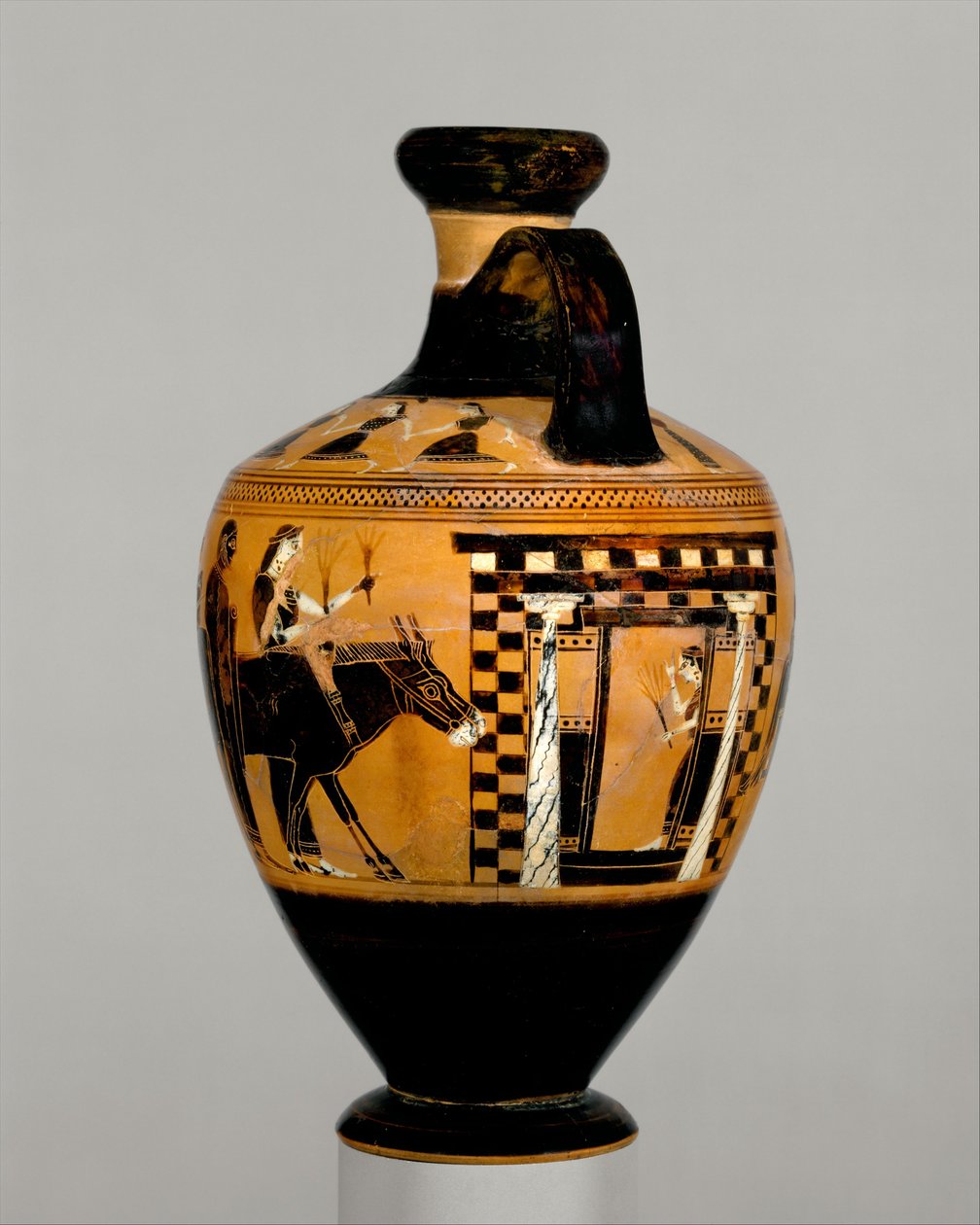 Pişmiş toprak lekythos, yaklaşık MÖ 550–530 (pişmiş toprak) by Amasis Painter