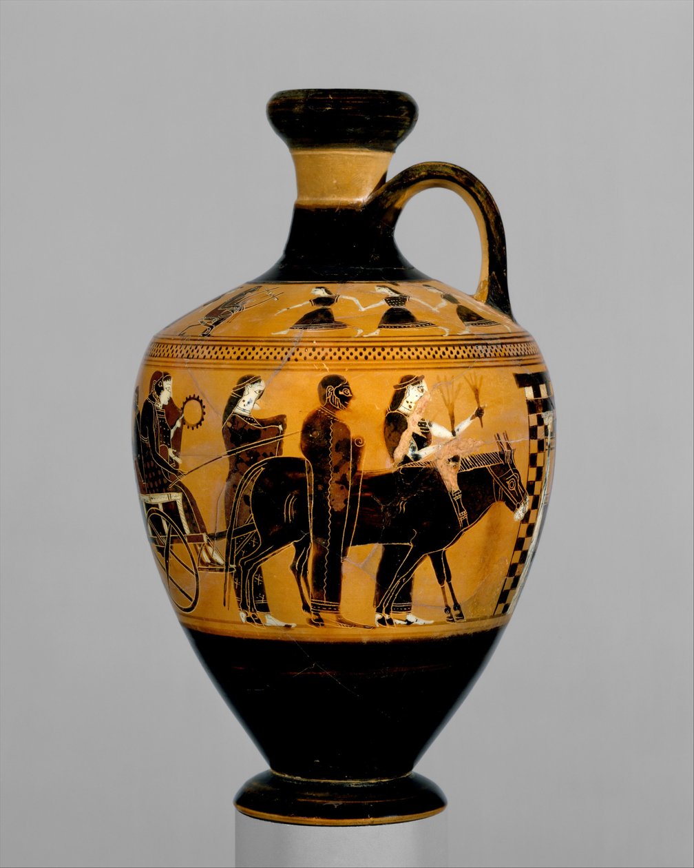 Pişmiş toprak lekythos, yaklaşık MÖ 550–530 (pişmiş toprak) by Amasis Painter