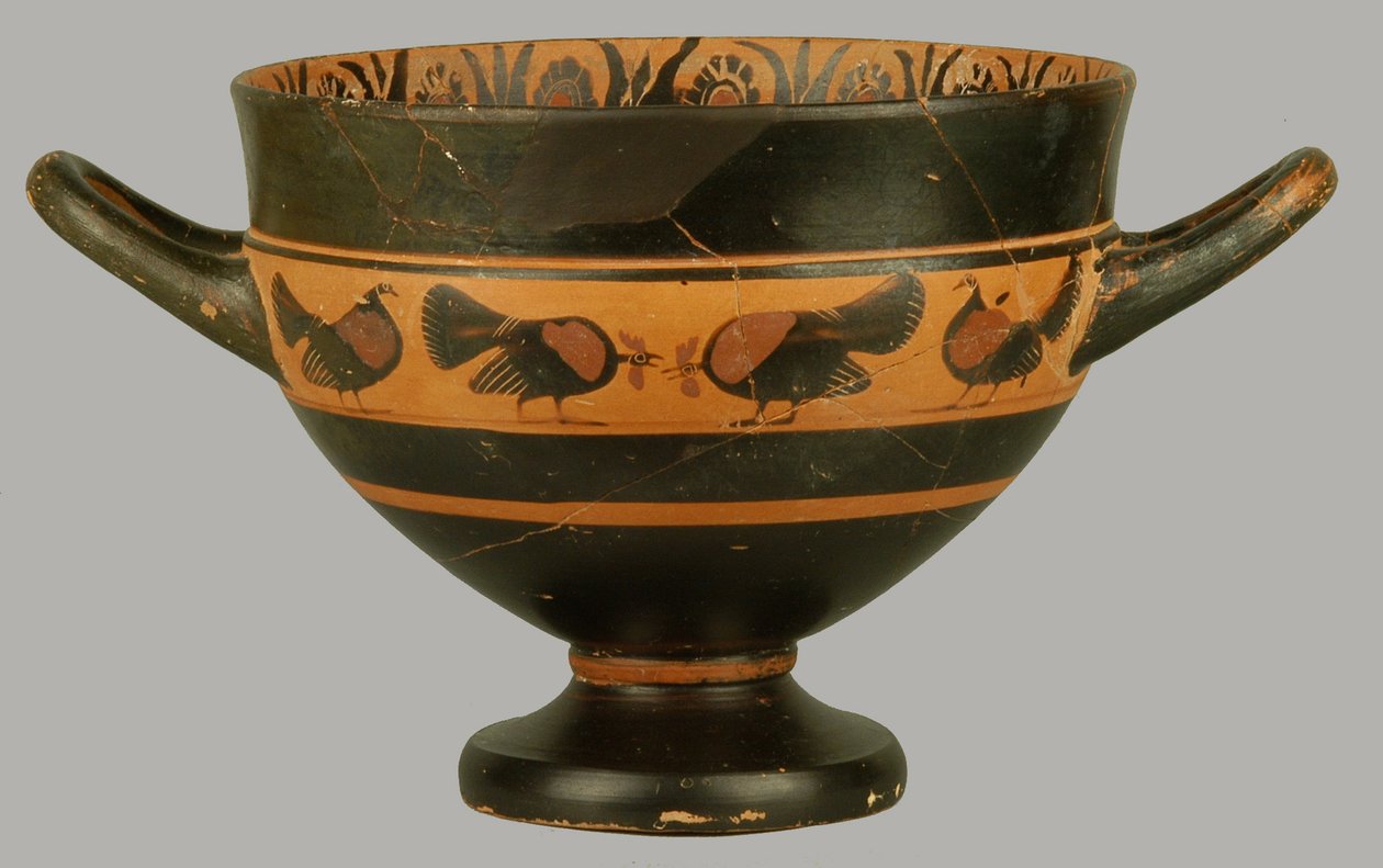 Tavan arası kırmızı figürlü skyphos, MÖ yaklaşık 540 (kil) by Amasis Painter circle of Amasis Painter circle of