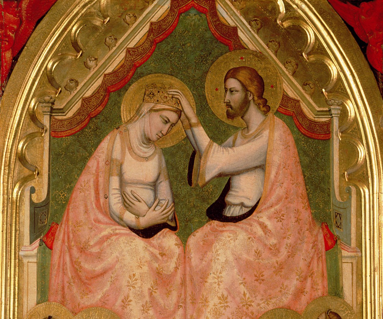 Orta panelin Virgin Polyptych detayının taç giyme töreni ayrıca bkz. 66540 & 66541 by Ambrogio Bondone Giotto