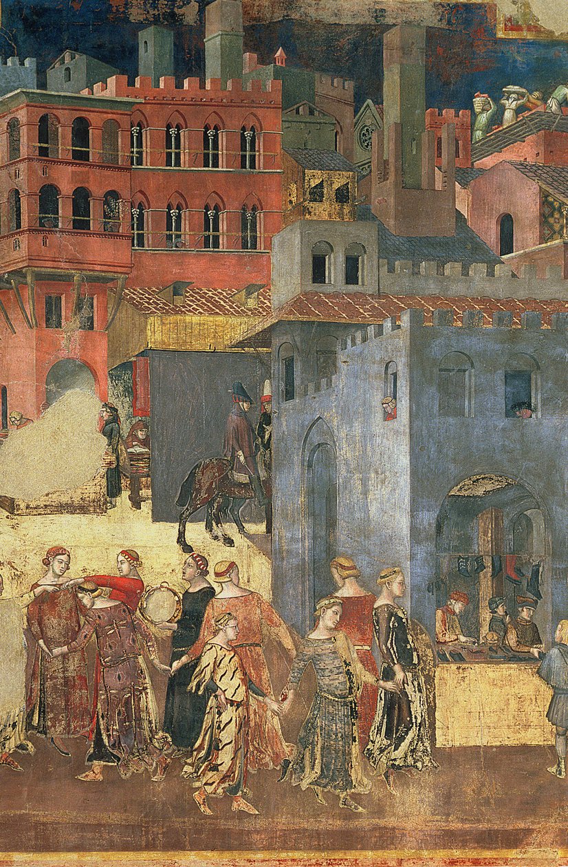 Şehirde İyi Hükümet, 1338-40 57868 fresk detayı by Ambrogio Lorenzetti