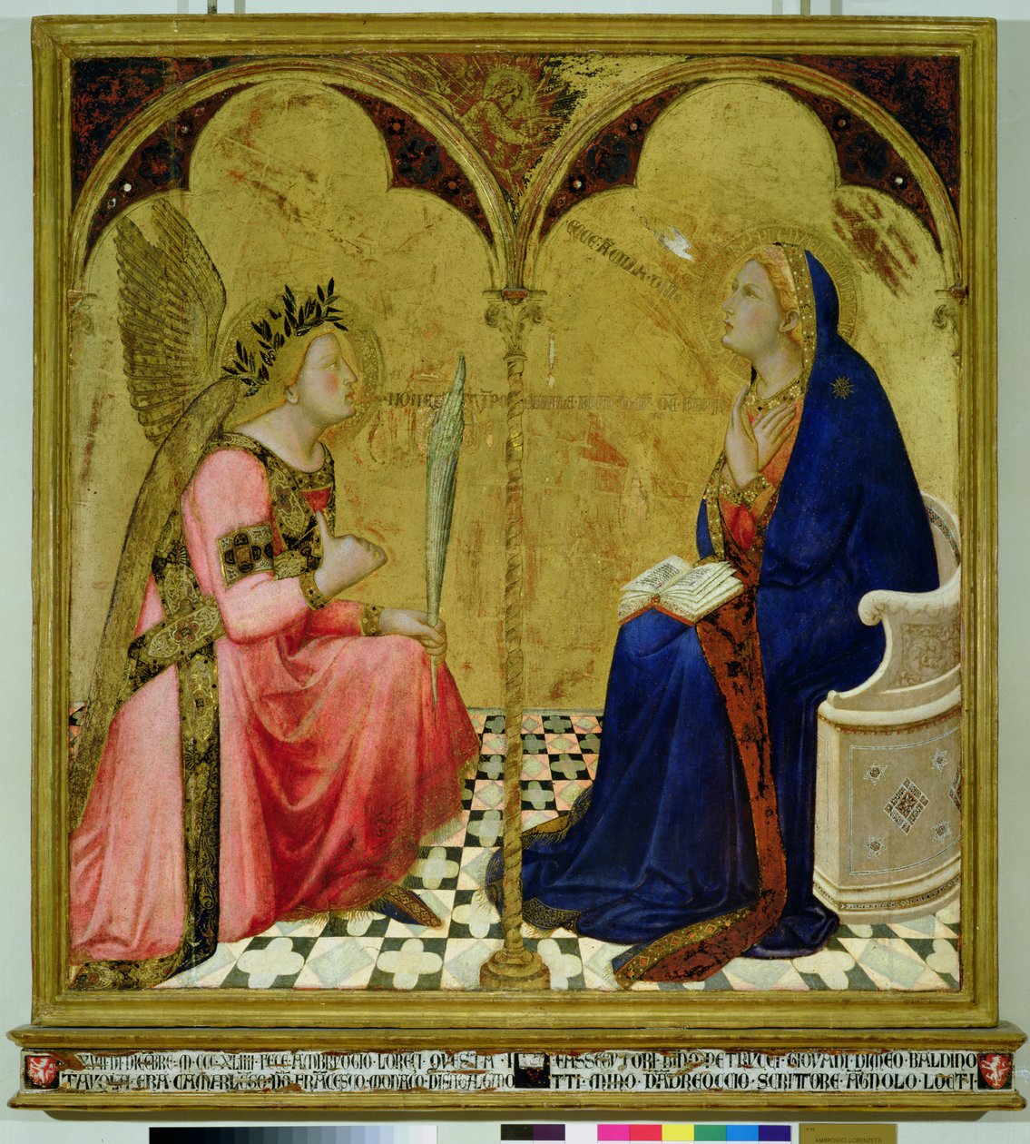 The Annunciation, 1344 (tempera on panel) by Ambrogio Lorenzetti