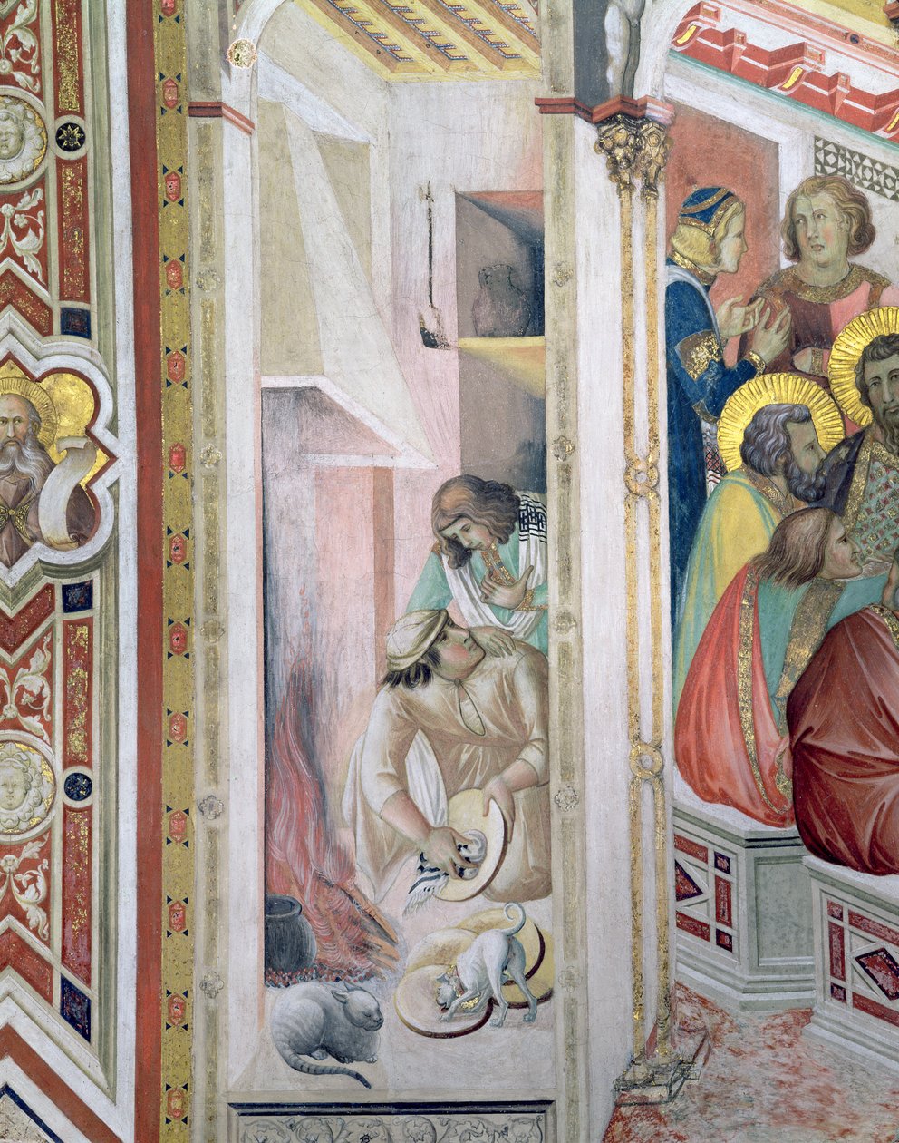 The Last Supper, detail of the hearth, 1325  (detail of 182061) by Ambrogio Lorenzetti