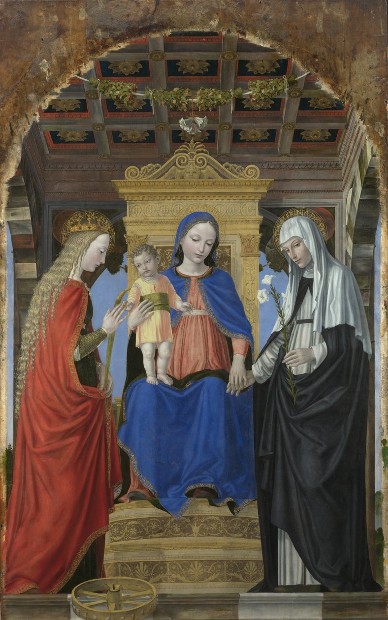 İskenderiyeli Aziz Catherine ve Sienalı Aziz Catherine ile Bakire ve Çocuk, c. 1490 by Ambrogio Bergognone