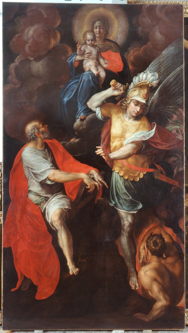 Madonna ve Çocuk ve Evangelist Aziz John ve Aziz Michael by Ambrogio Giovanni Figino