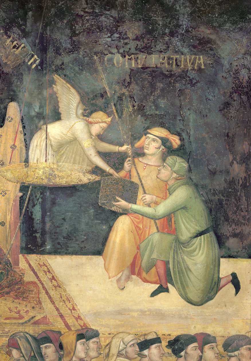 İyi Yönetim Alegorisi, değişmeli adaletin etkisinin detayı, 1338-40 by Ambrogio Lorenzetti