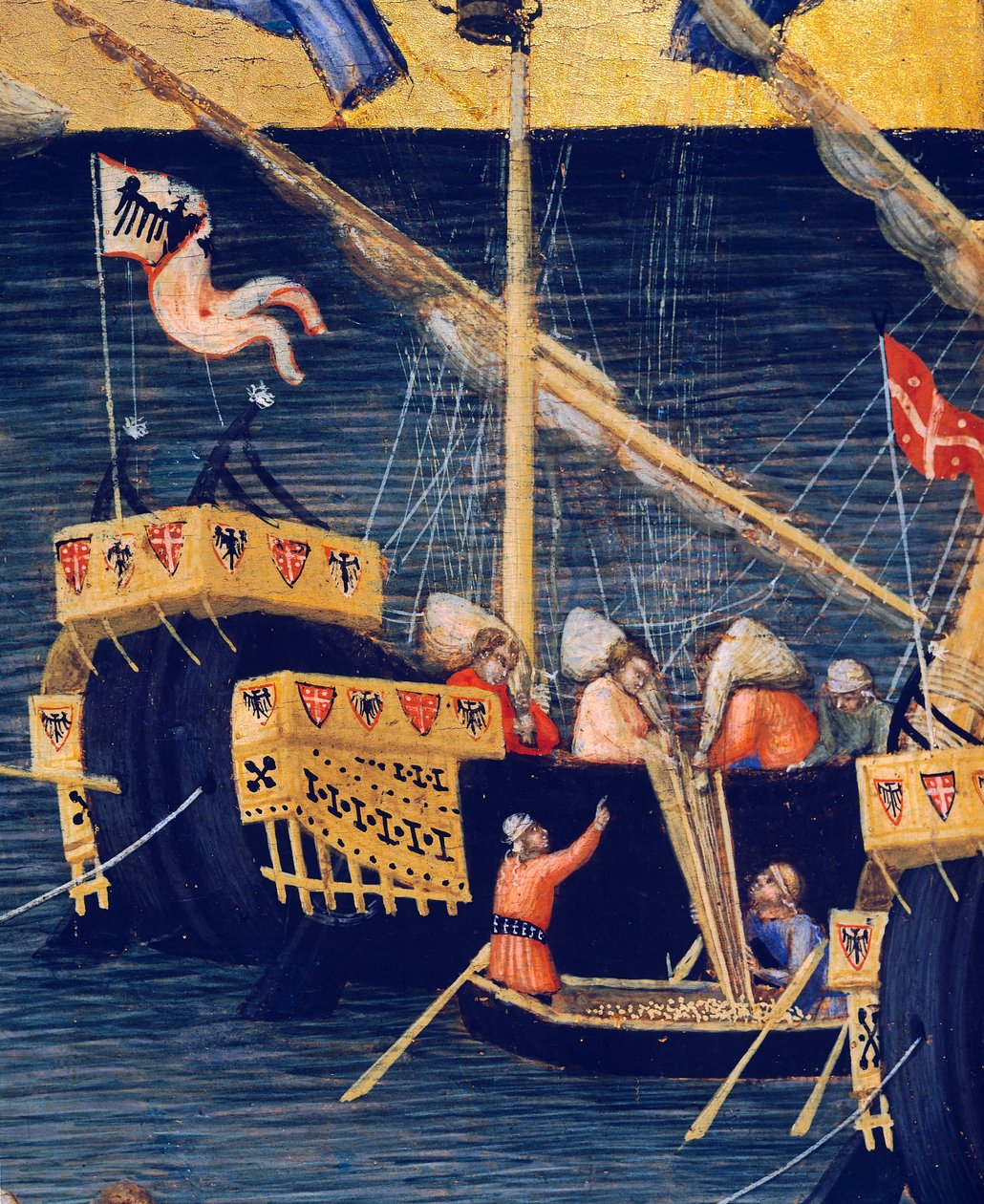 Tekneler, buğday mucizesinden detay, Bari Aziz Nikolaos mucizeleri by Ambrogio Lorenzetti