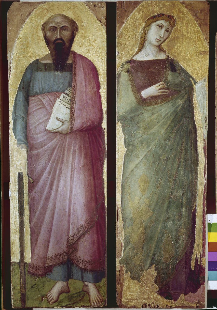 Aziz Paul ve kutsal bir şehitlik, bir poliptik detayı (ahşap üzerine tempera by Ambrogio Lorenzetti