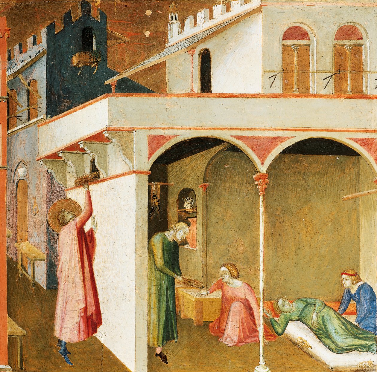 St Nicholas üç fakir kıza çeyizlerini sunuyor, Ambrogio Lorenzetti