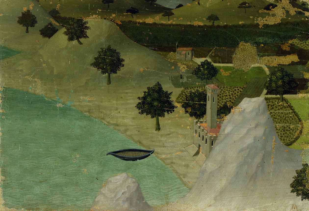 Gölün Kenarındaki Kalenin Görünümü by Ambrogio Lorenzetti