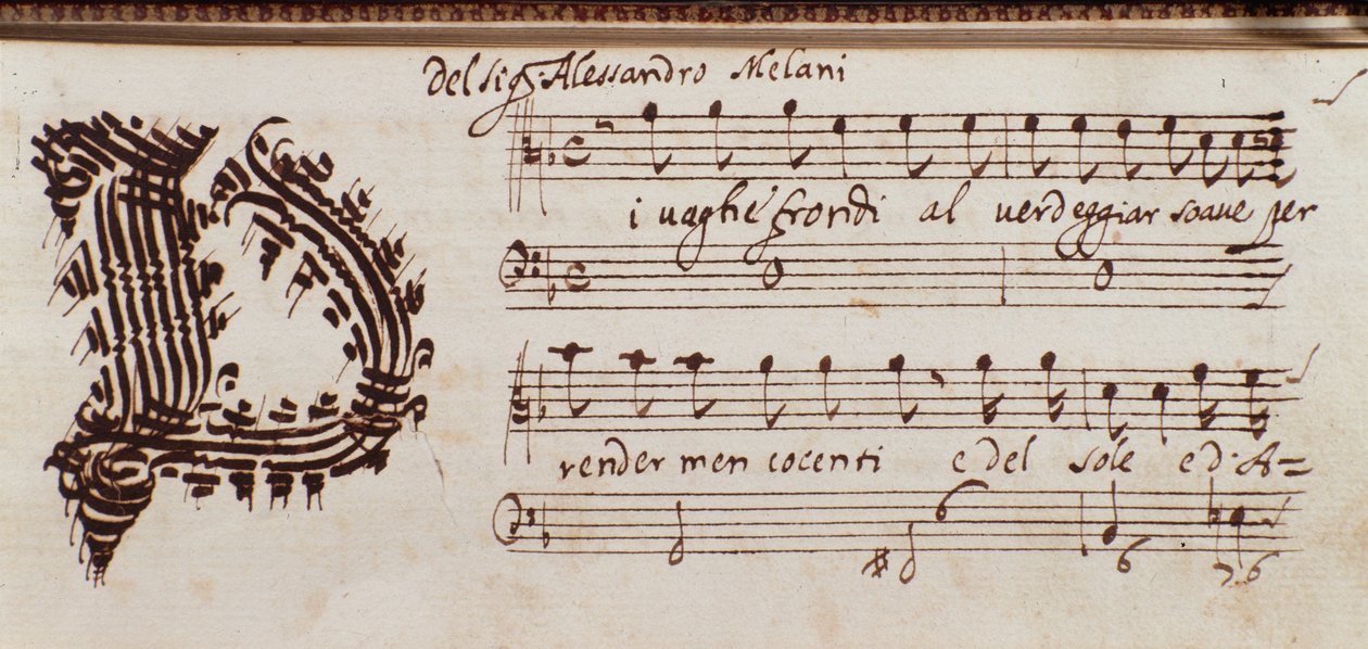 Alessandro Stradella'nın müzik notaları koleksiyonunun sayfası by Ambrogio Preda