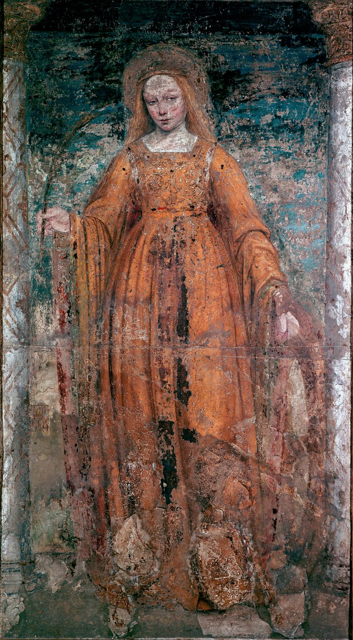 Siena Fresco Aziz Catherine Ambrogio da Fossano tarafından Bergognone (1460-1523) olarak adlandırılır. Dim.170x77 cm Milano, Brera Sanat Galerisi by Ambrogio da Fossano (c.1460 1523) (attr.to)