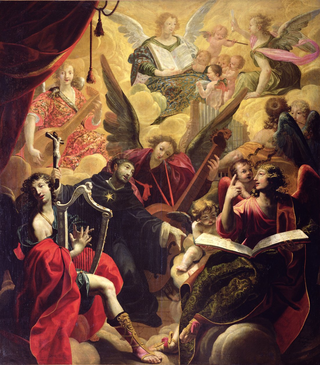 Tolentino Aziz Nikolaos ve Melekler Konseri, 1650 by Ambroise Fredeau