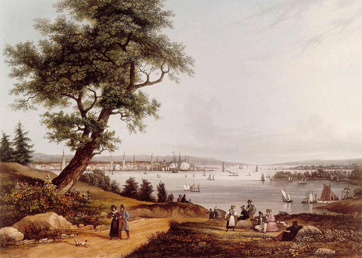 1840 yılında New York şehrinin görünümü. Louis Ambroise Garneray (1783-1857) tarafından litografi. Paris. B.N. by Ambroise Louis Garneray