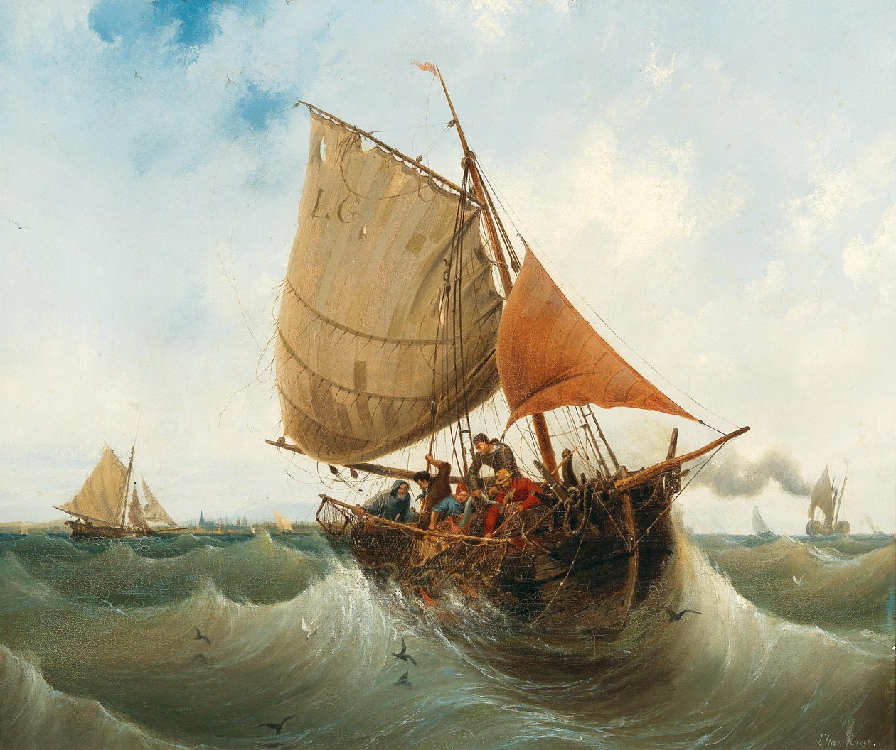 Sahil Kenarında Balıkçılık by Ambroise-Louis Garneray