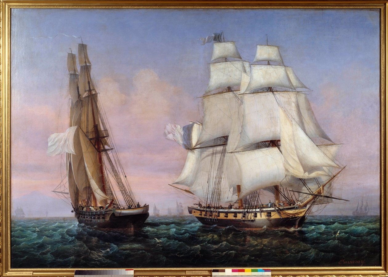 Elba adasından dönüş 28/02/1815 Napolyon I (1769-1821) ““ Tutarsız ””” gemisinde ““ Zephyr ””” i geçiyor. Ambroise Louis Garneray (1783-1857) 1837 Güneş tarafından tablo. 1,87x2,27 m by Ambroise Louis Garneray